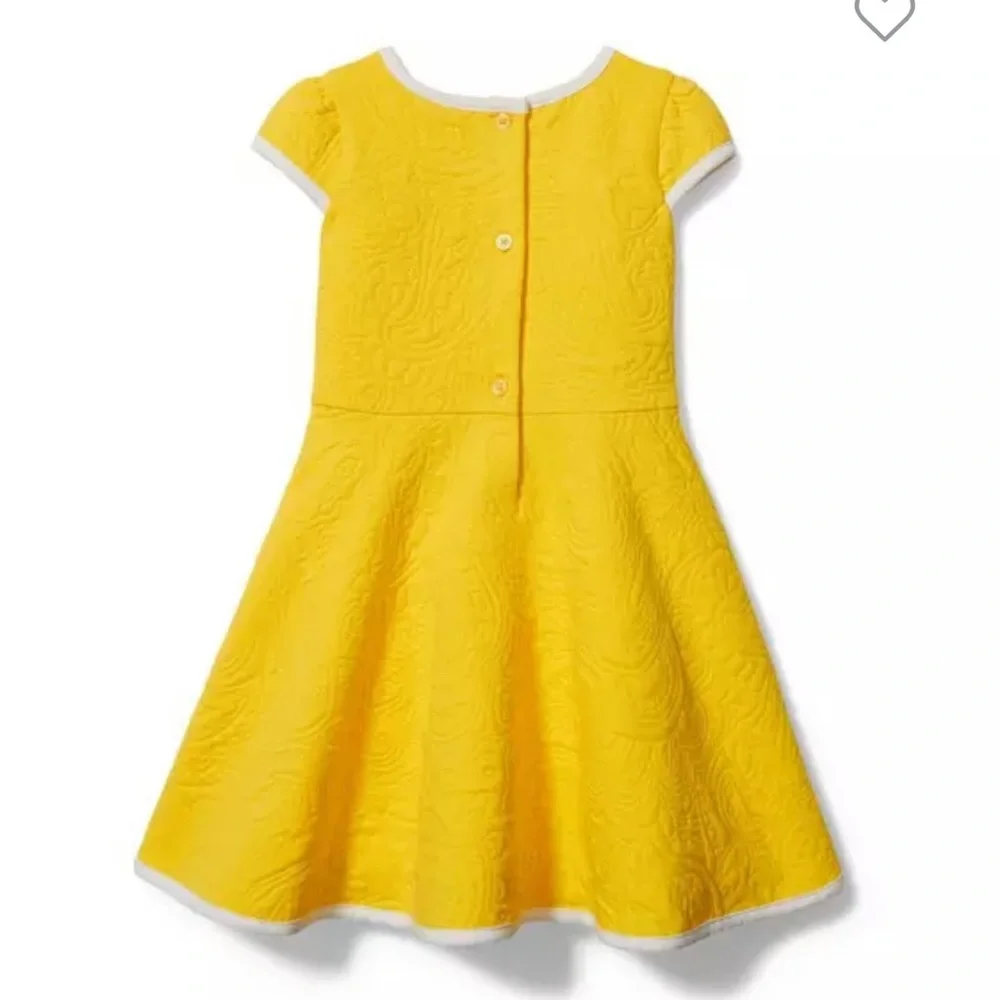 Janie and Jack Paisley Dress Textured Jacquard Gold Button Short Sleeve Toddler